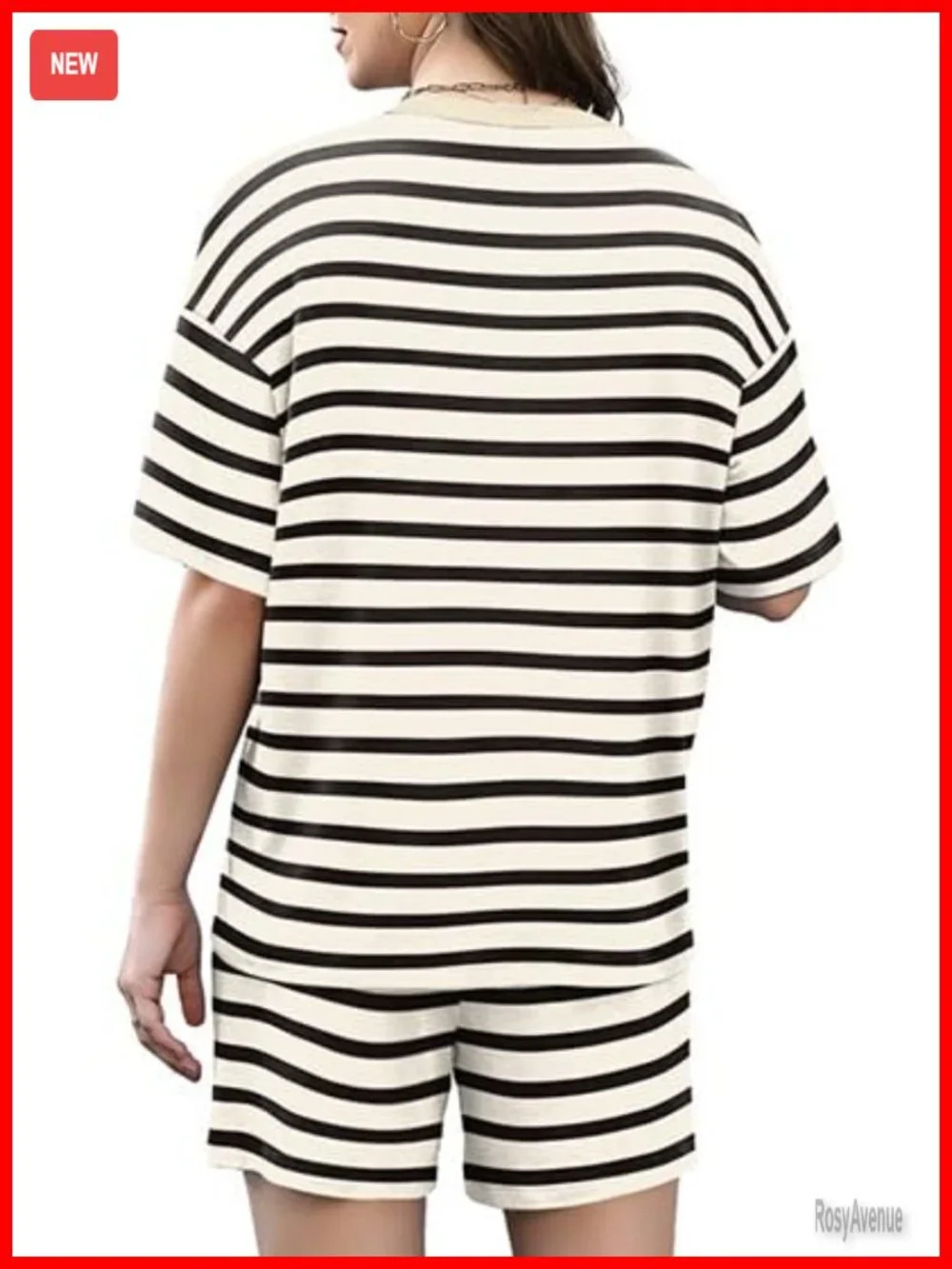 Lightweight Short Sleeve Pajama Set with V-Neck and Elastic Waist
